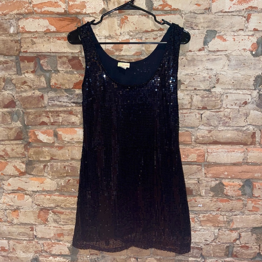 VINTAGE BLACK SEQUIN MINI DRESS